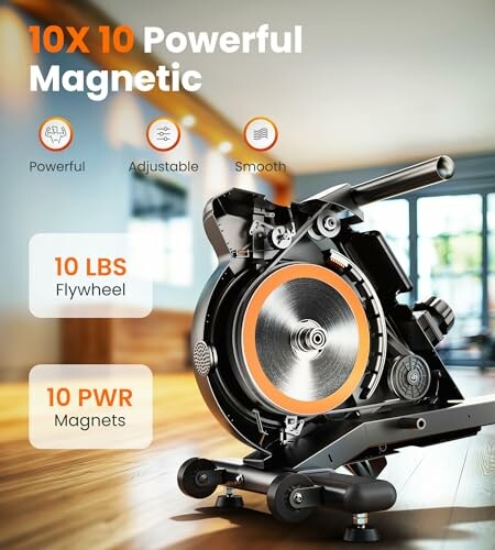 Exercise bike with 10 lbs flywheel and 10 power magnets.