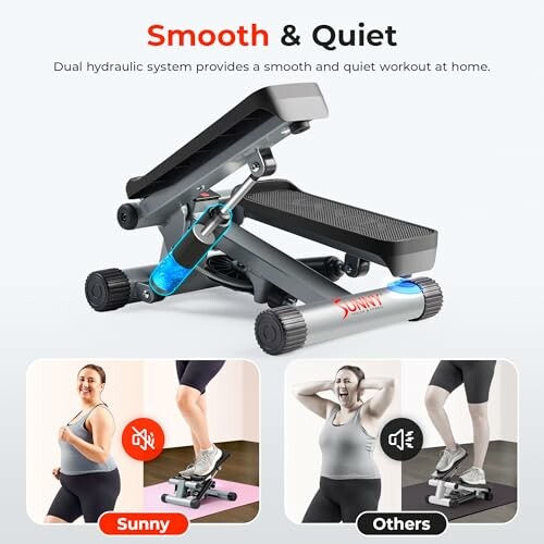 Stepper machine with dual hydraulic system for smooth, quiet workout.